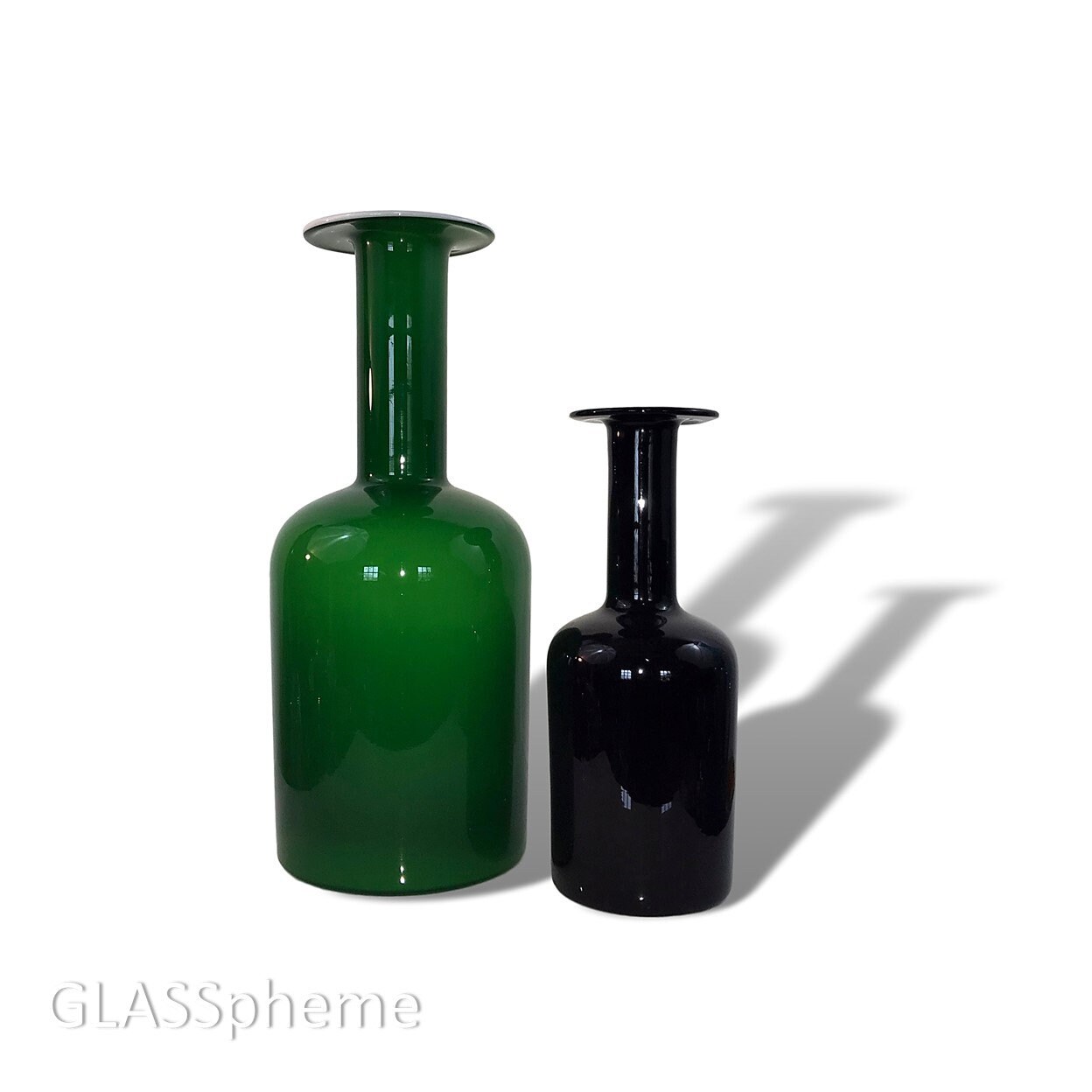 Stunning GREEN & Opal 17 HOLMEGAARD Gulvase Cased Glass Bottle Vase Decanter w Label