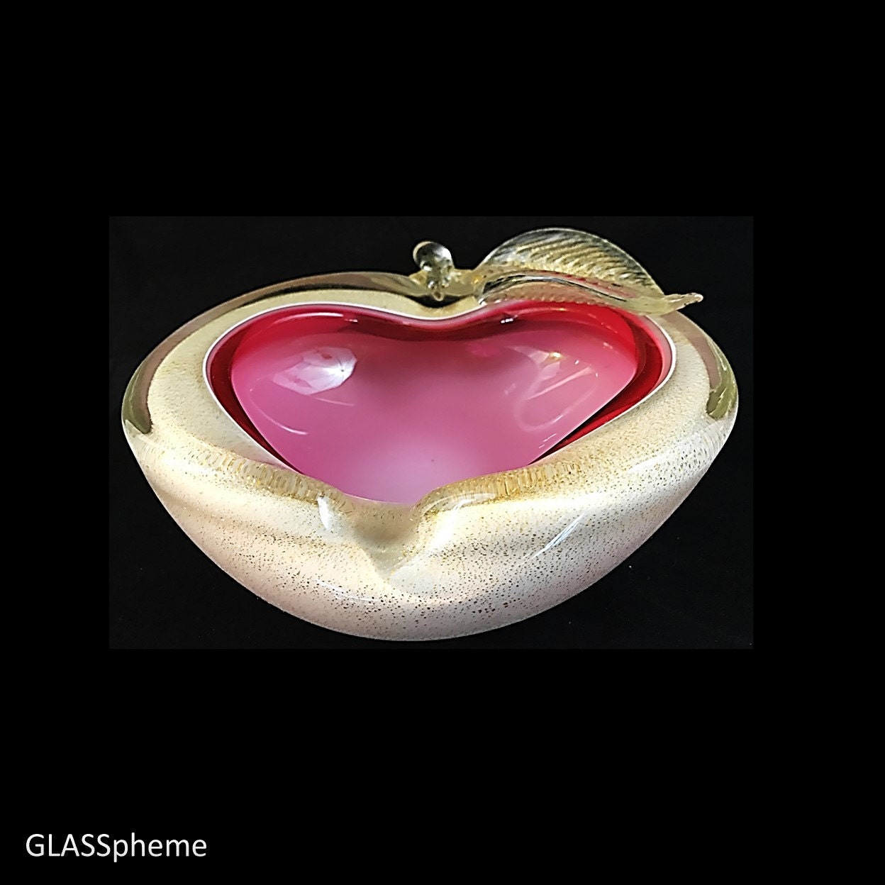 C. 1950 BARBINI Murano Apple Cased Glass Bowl Dish Ashtray