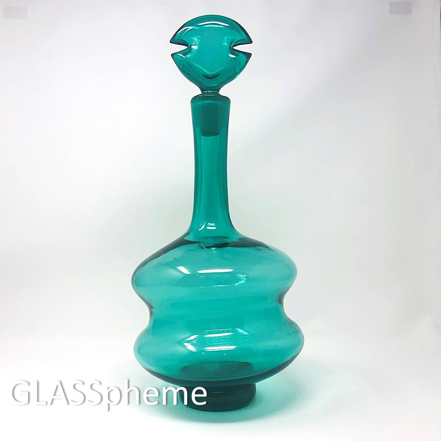 BLENKO Wayne Husted 5720 Napoleon Glass Decanter in SEA GREEN