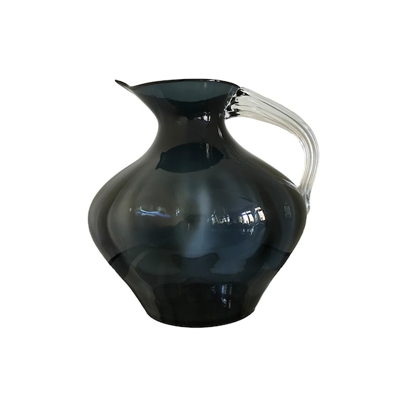 Massive BLENKO Winslow Anderson #963 Optic Glass Pitcher in CHARCOAL--MINT & Ships Free to the U S.
