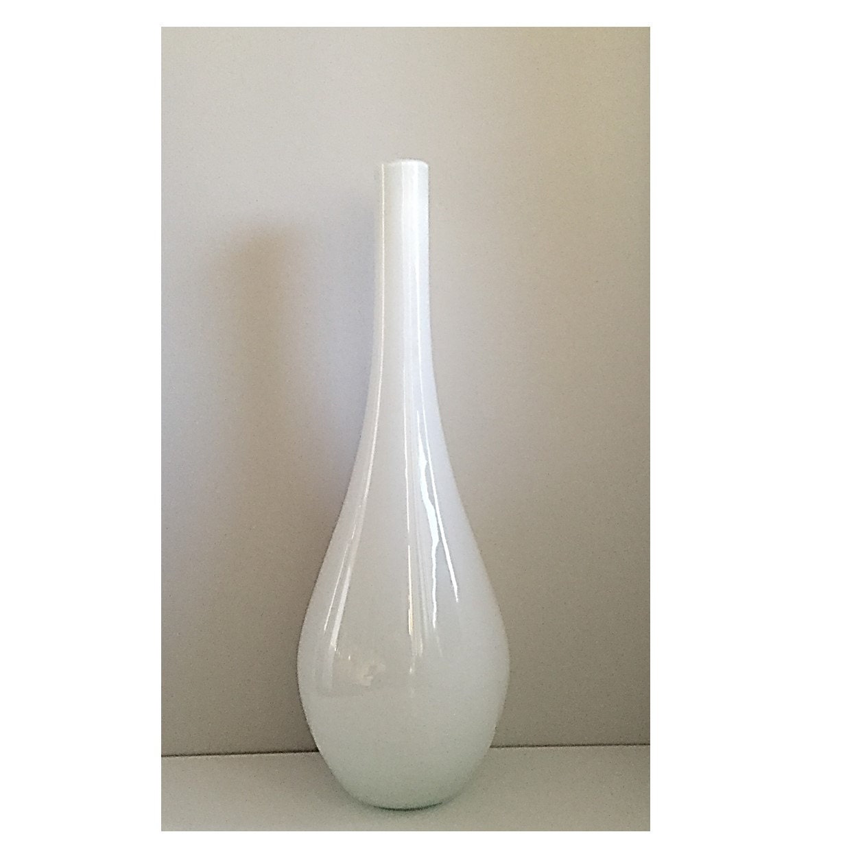 STUNNING Large Italian/Murano 22.5 White Opalescent Cased Glass Vase