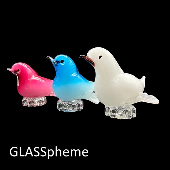 DELECTABLE Enrico CAMAZZO MURANO Alabastro Opalino Glass Bird Sculptures