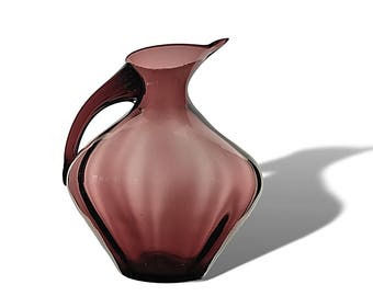 Massive BLENKO Winslow Anderson #963 Optic Glass Pitcher in AMETHYST--MINT & Ships Free to the U S.