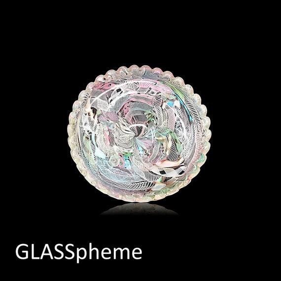Large FRATELLI TOSO Zanfirico "Tutti Frutti" Latticino Cased Glass Bowl | Trinket Dish | Centerpiece