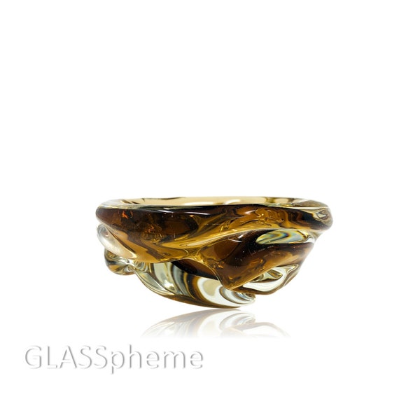 Archimede SEGUSO MURANO Amber Blob Glass Ash Receiver | Bowl | Trinket Dish