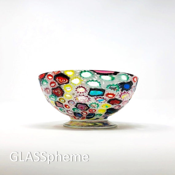 XL C.1960s FRATELLI TOSO Murano Millefiori Glass Bowl | Candy or Trinket Dish - Documented