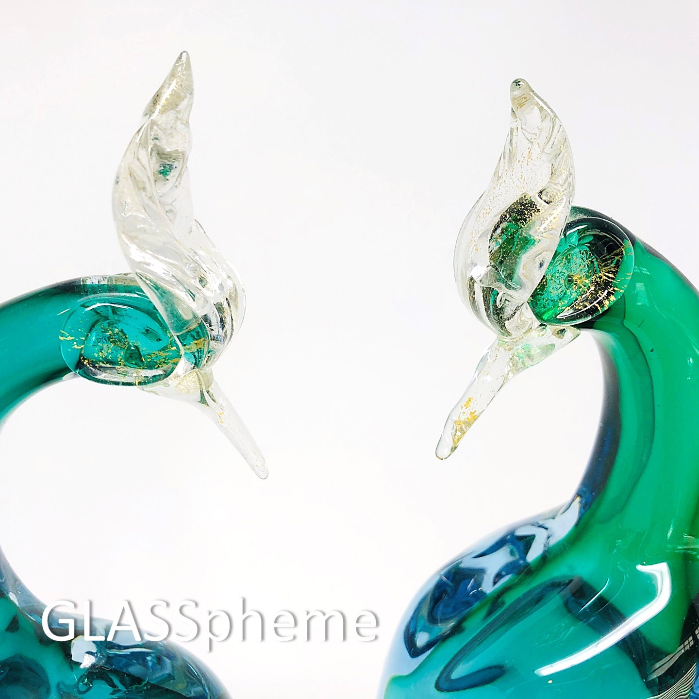 glass love birds figurines