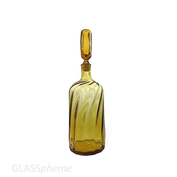 BIG BLENKO Joel Myers #6939 Optic Swirl Glass Decanter in WHEAT--Museum Quality