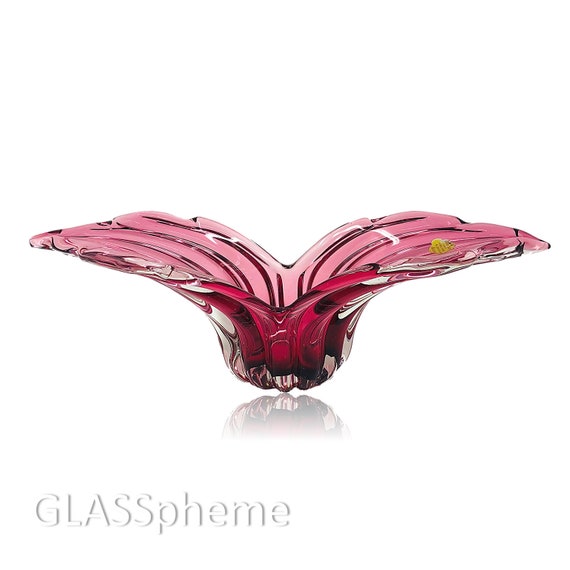 Devastating C.1960s BARBINI MURANO Winged Cased Glass Bowl | Vase | Console | Centerpiece With Label!