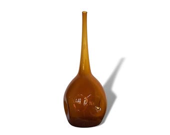 31" Mid-Century ZELLER Architectural Glass FLOOR VASE in Deep Amber | Honey
