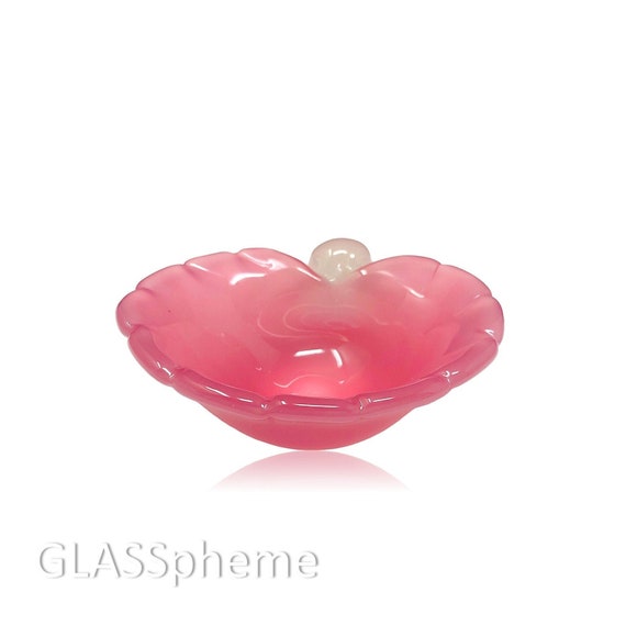 C.1960s ARCHIMEDE SEGUSO MURANO Pink Alabastro Glass Shell Bowl | Ashtray | Trinket Dish