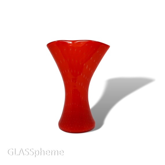MCM FRATELLI TOSO Murano Orange Cased Bullicante Glass Vase - Documented