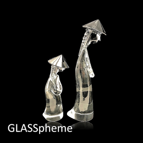 LARGE Crystal Archimede SEGUSO MURANO 'Figure Chinesi' Glass Sculpture Set