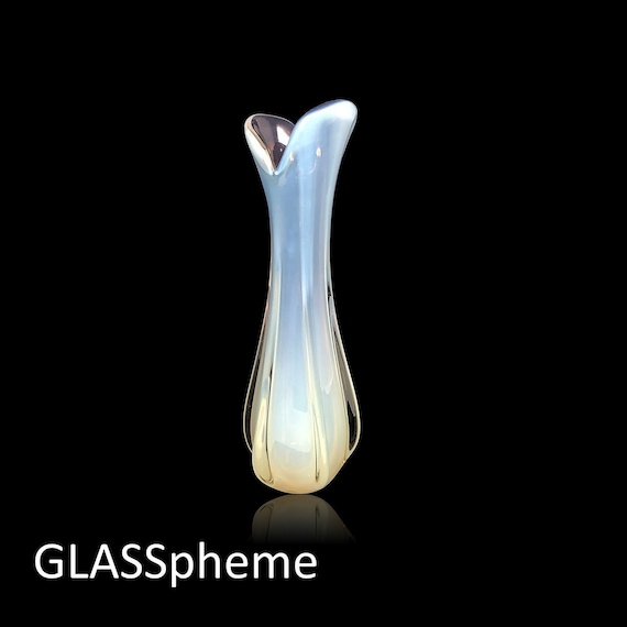 Sublime C.1950s FRATELLI TOSO MURANO Opalino | Opalescent Winged Glass Vase - Documented