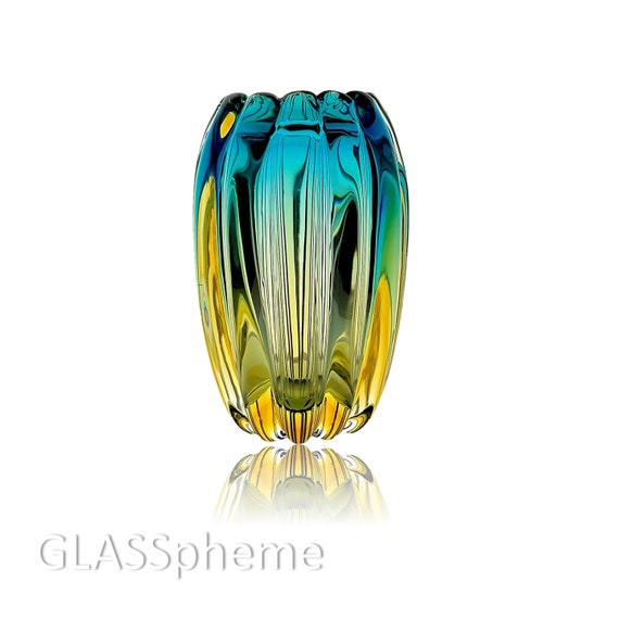 MAGICAL Flavio Poli for SEGUSO VDA Murano Ribbed Fluted Sommerso Glass Vase - Published!