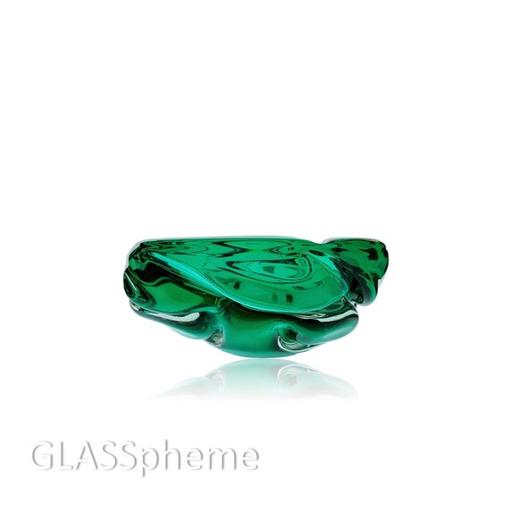 BIG MURANO Archimede SEGUSO Green Sommerso Glass Ashtray | Bowl | Trinket Dish