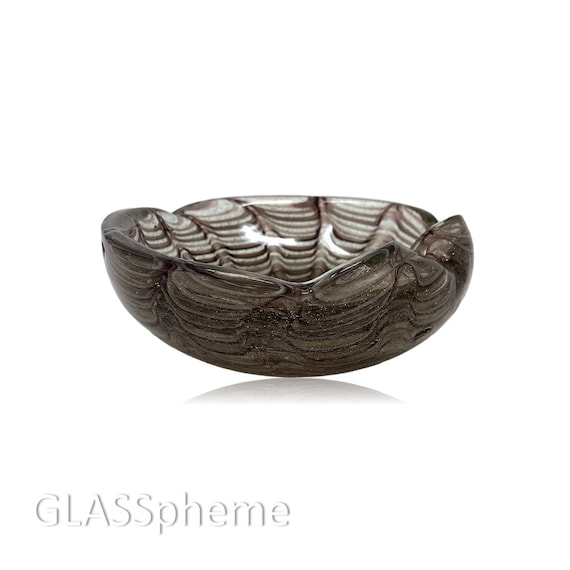 Dazzling BAROVIER & TOSO "Graffito" Cased Sommerso Eggplant and Copper Glass Bowl | Trinket Dish | Ashtray