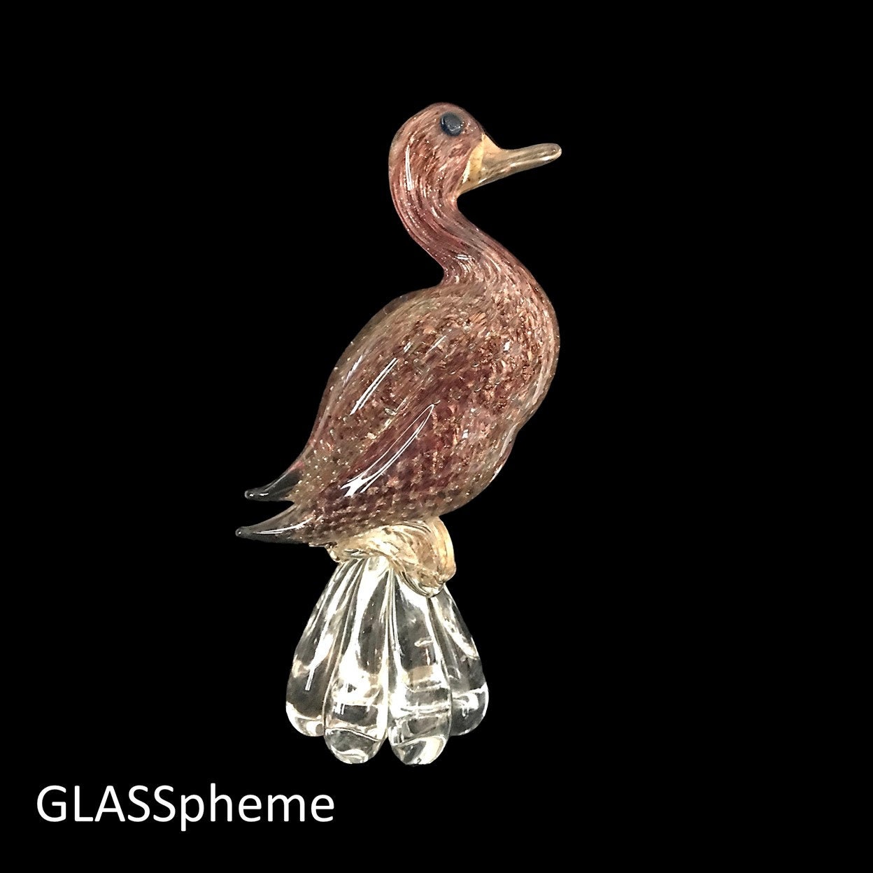 MidCentury MURANO Bullicante Glass Bird Duck Statue Figurine