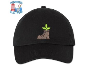 Wall-E Boot with Plant Embroidered Cap | WallE Nature Plant Hope Embroidered Cap | Adult & Youth Sizes | Trucker Cap Bucket Hat Dad Hat