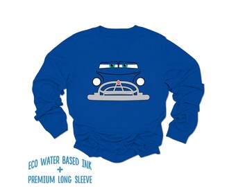 Doc Hudson Face Long Sleeve Shirt | Disney World DisneyLand Cars Land Radiator Springs T-Shirt | Premium Adult Unisex Long Sleeve