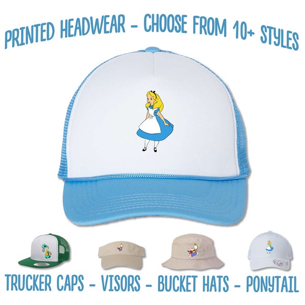 Alice in Wonderland Hat | Rabbit Hole Cap | Mad Hatter Hat | Alice in Wonderland Birthday Hat | Disney Hat | Bucket Hat | Ponytail Cap