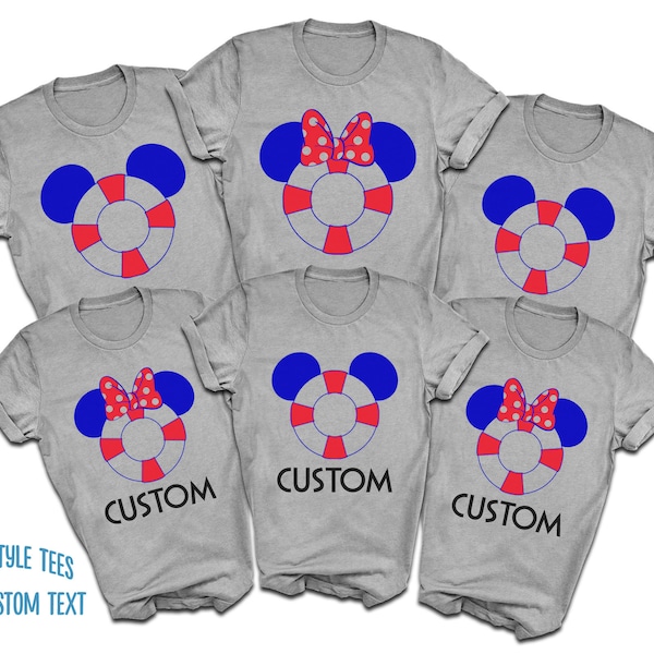 Mickey and Minnie Lifesaver Family T-Shirts | Disney Cruise Family Matching T-Shirts | Printed on Soft Style | Free Custom Text