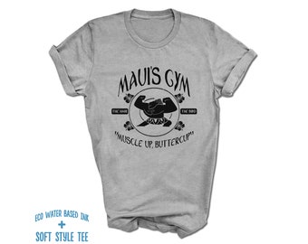 Maui's Gym Muscle Up Buttercup T-Shirt | Demigod Tee | Printed on Premium Soft Style Tee | Variety of Colors | Disney Dad Shirt