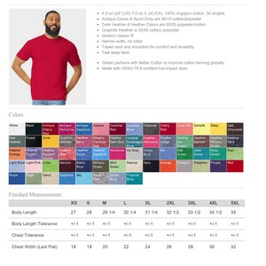 May include: A Gildan Softstyle T-Shirt in red, shown on a model. The shirt is a classic fit with a narrow width and rib collar. The fabric is 100% ringspun cotton, 30 singles. The shirt is available in a variety of colours, including white, black, antique red, antique heliconia, antique sapphire, azalea, cardinal red, carolina blue, charcoal, cherry red, coral six, cornsilk, daisy, dark chocolate, dark forest, gold, graphite heather, heather berry, cardinal heather, dark grey, gal&aacute;pagos, heliconia, indigo blue, irish green, jade dome, kelly green, kiwi, maroon, metro blue, military green, mint green, natural, navy, orange, paragon, pistachio, purple, red, royal blue, sage, sand, sapphire, sky, sport grey, stone blue, and tropical blue. The shirt is available in sizes XS, S, M, L, XL, 2XL, 3XL, 4XL, and 5XL.