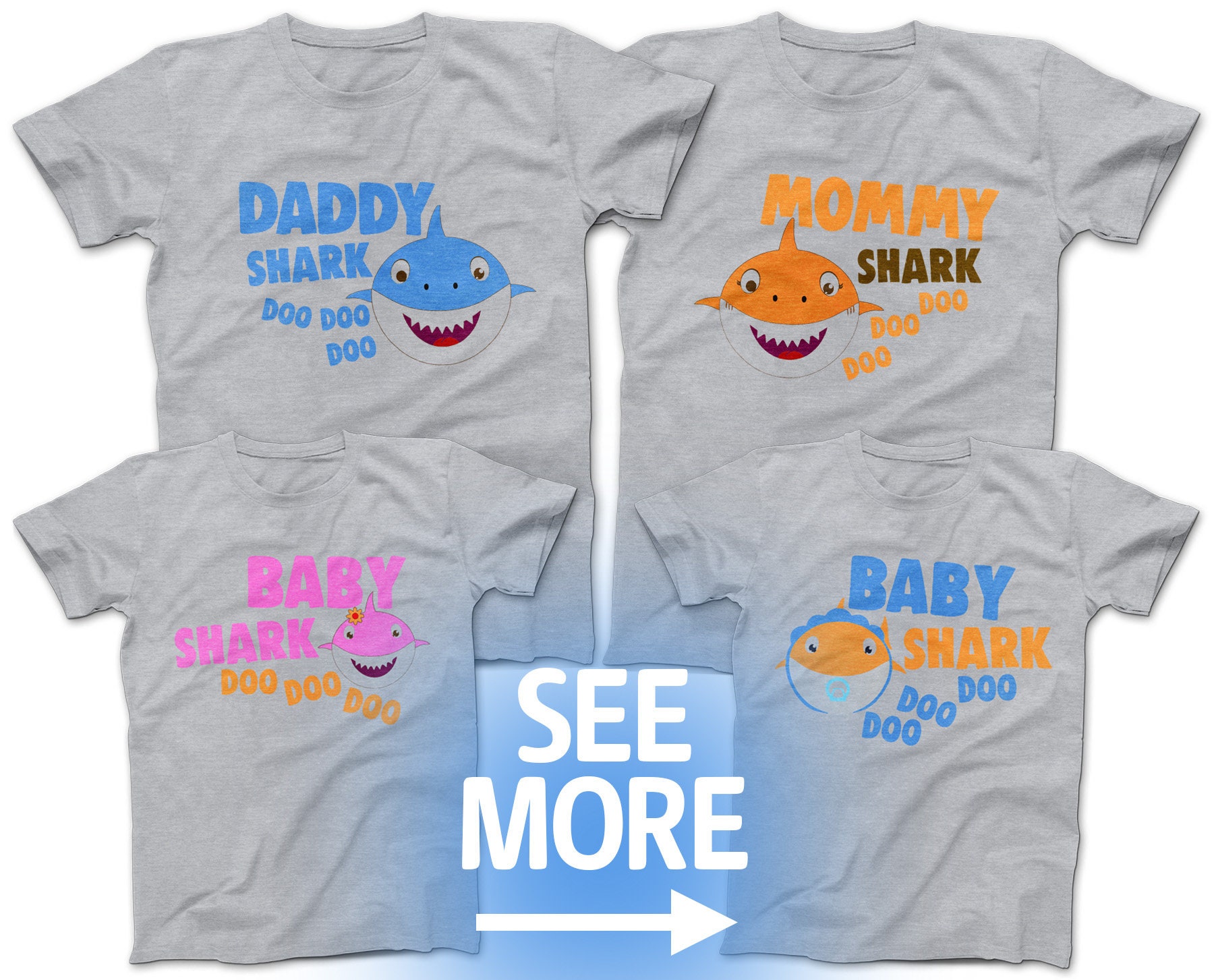 Shark Family Nursery Rhymes T-Shirts Daddy Shark Mommy Shark | Etsy