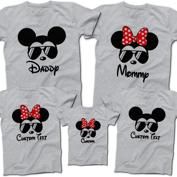 Mickey Mouse Minnie Mouse Aviator Sunglasses T-Shirts | Disney Family Group T-Shirts | Daddy Mommy and Kids Tees | Disney World 2020