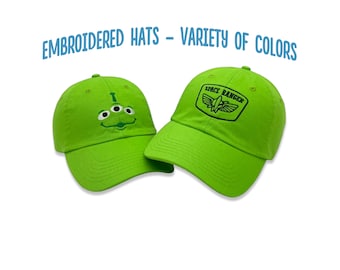 Toy Story Alien Face Embroidered Hat | Buzz Lightyear Space Ranger Cap | Variety of Colors | Jessie | Andy | Woody | Bo Peep Mr. Potato Head