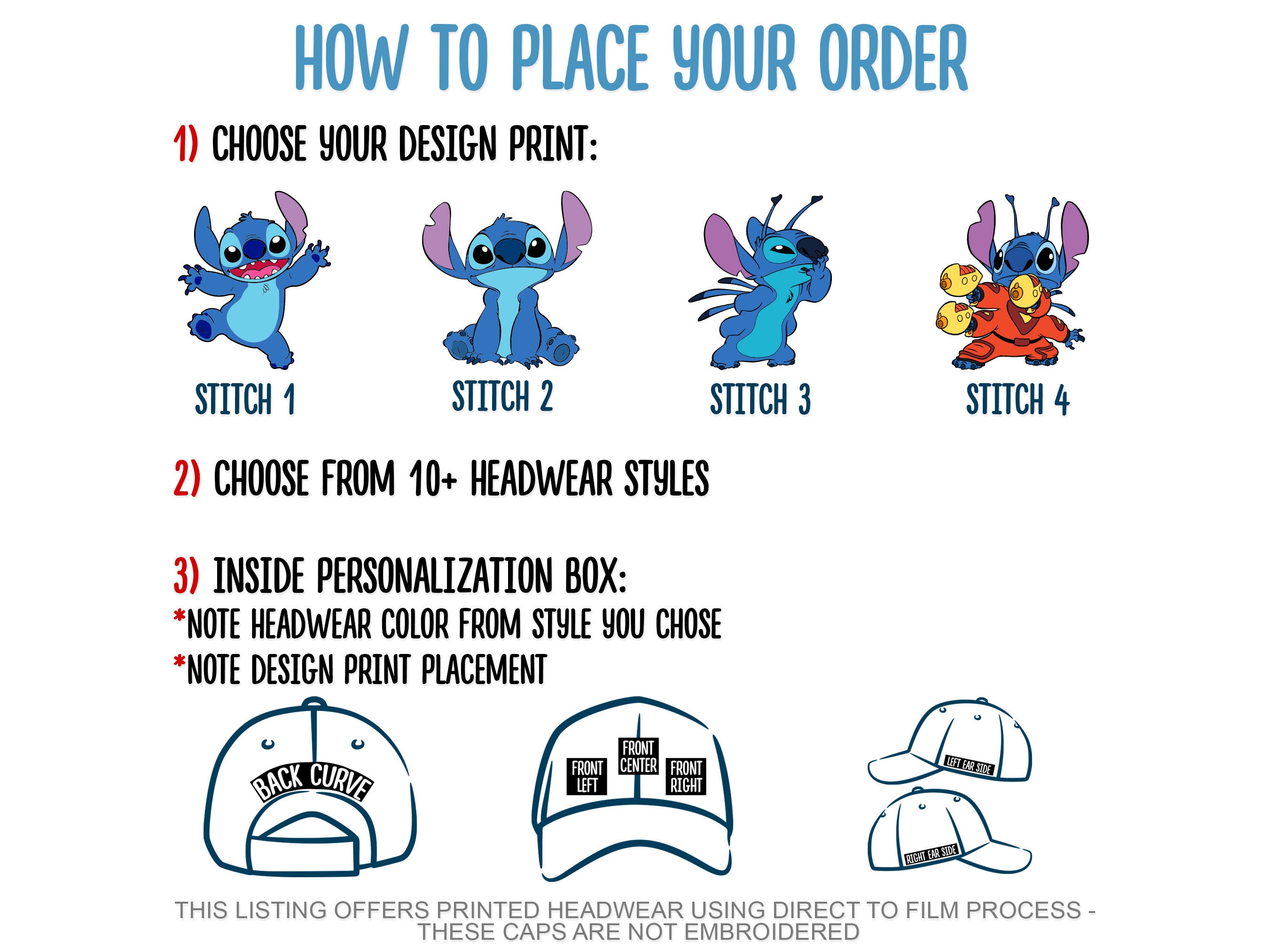 Stitch Hat | Lilo and Stitch Printed Hat | Stitch Birthday Party