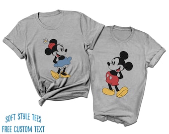 Camisetas vintage de Mickey y Minnie Couples / Couples Mouse Tees / WDW 2023 Family Vacation / Mommy Daddy Tees / Disney GF BF Shirts