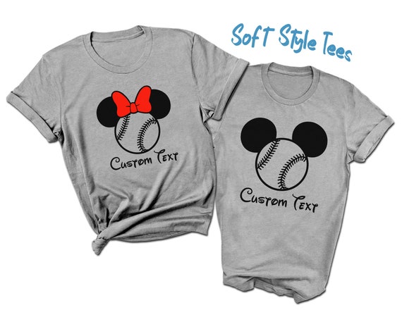 CUSTOM Baseball Mouse Ears T-Shirts | Premium Soft Style | Waterbased Ink | Disney SPORTS | Your Text Name Number | Variety of Colors