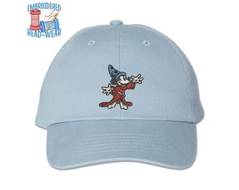 Mickey Imagineering Sorcerer Embroidered Cap | Adult & Youth Sizes | Mickey Mouse Sorcerer's Apprentice Disney Fantasia Mickey Wizard Cap