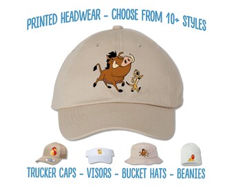 Lion King Timon and Pumba Hat | Baby Simba Nala Printed Hat | Lion King Birthday Party Cap | Mufasa Bucket Hat |  Disney Safari Simba Beanie