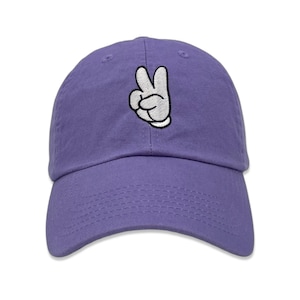 Mickey Mouse Peace Sign Embroidered Hat | Mouse Hands Baseball Caps | Variety of Hat Colors | Embroidered with Polyneon Thread