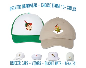 Peter Pan Hat | Tinker Bell Hat | Neverland Hat | Peter Pan Character Hat | Disney Bucket Hat Visor Trucker Youth Cap | Birthday Party Hat