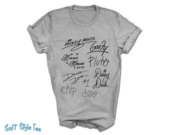 Mickey Mouse y sus amigos Personajes Camiseta de firmas / Mickey / Minnie / Daisy / Donald / Pluto / Chip / Dale / Goofy Disney Autograph