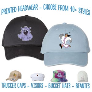 The Emperor&#39;s New Groove Hat | Kronk Hat | Yzma Villain Cat Hat | Pacha and Chacha Sun Visor Bucket Hat Trucker Cap Adult and Kid Youth Size