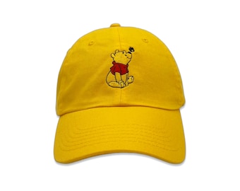 Winnie Pooh Bee Embroidered Cap | Pooh and Friends Baseball Caps | Variety of Hat Colors | Embroidered with Polyneon Thread