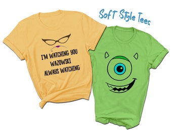 Roz I'm Watching you Wazowski Always Watching T-Shirt | Mike Wazowski Face T-Shirt | Monsters University Funny T-Shirts | Couples Shirts