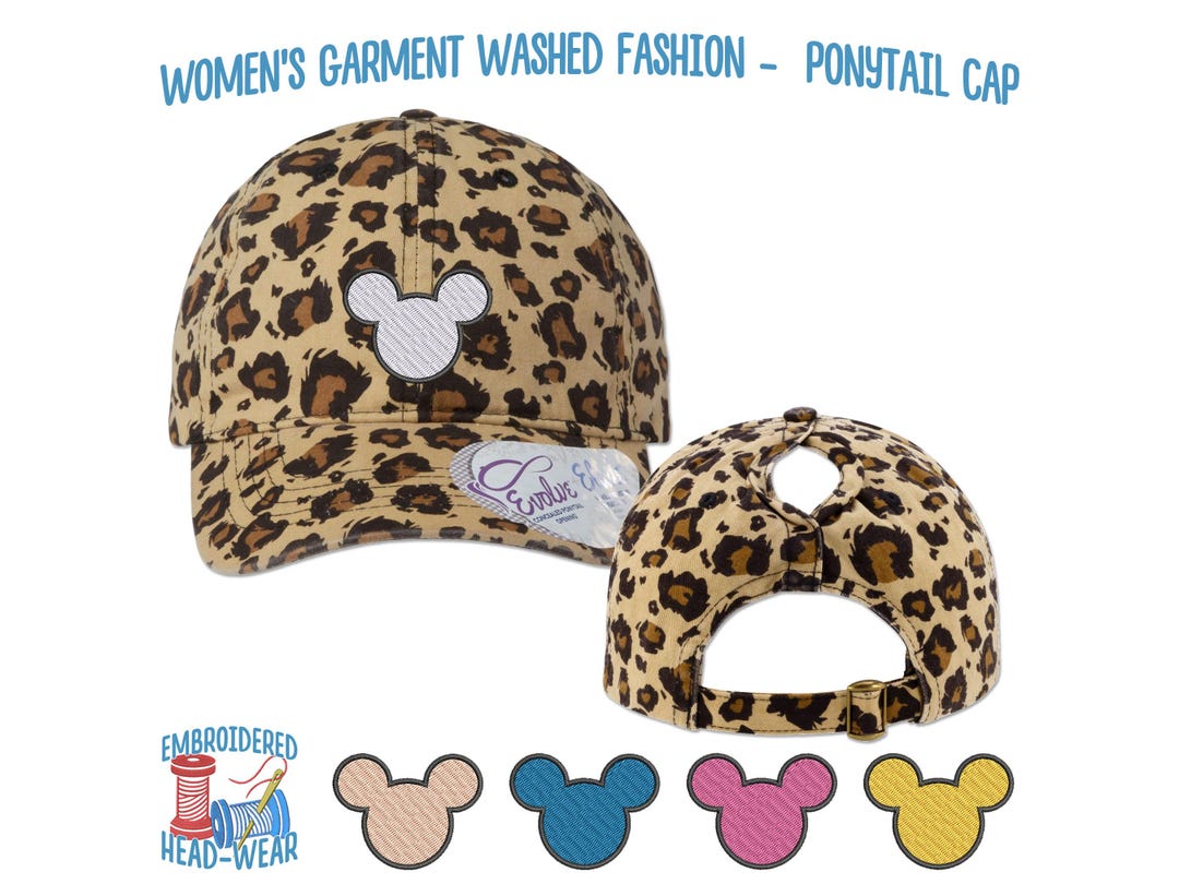 Mickey Mouse Embroidered Ponytail Cap | Women's Adjustable Garment ...
