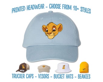 Lion King Simba Hat | Animal Kingdom Simba Printed Hat | Simba Face Cap | Lion Cub | Lion King Bucket Hat | Custom Beanie | Safari Birthday