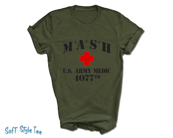 MASH + U.S. Army Medic 4077th Vintage T-Shirt M*A*S*H Classic American TV Series Shirt | Army Hospital Tee | Korean War