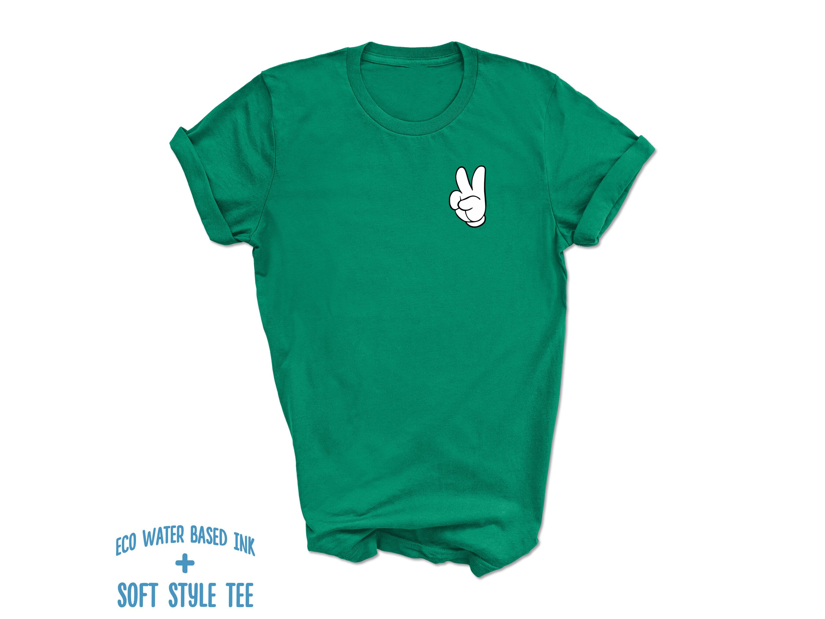 Mickey Mouse PEACE Left Chest Print T-shirt | Water-based Ink