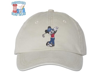 Gorra bordada de Mickey jugando al golf / Palo de golf de Disney Mouse / Gorra de golf de Mickey / Tallas para adultos y jóvenes / Gorra de camionero, gorra de pescador, gorra de béisbol