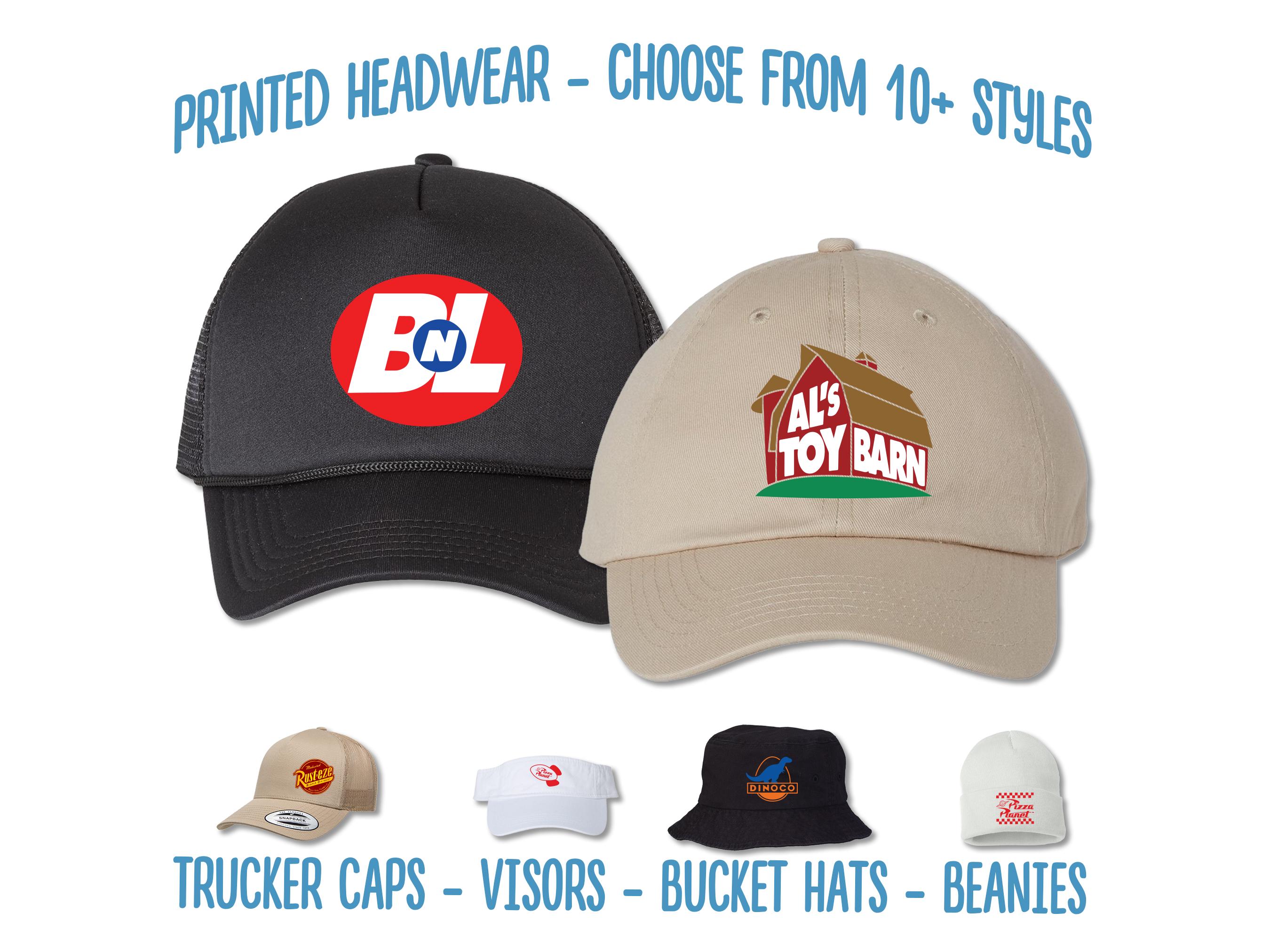 Dinoco Hat | Al's Toy Barn Hat | Rust-Eze Hat | BNL Hat | Pizza Planet Space Shuttle Hat | Adult & Kids Size Printed Cap Sun Visor Bucket