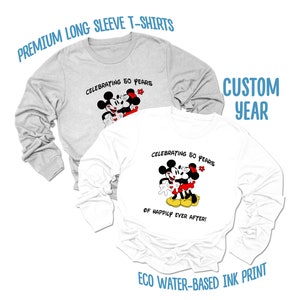 Mickey and Minnie Kiss Couples Anniversary Long Sleeve Shirts | Disney Matching Shirts | Celebrating Happily Ever After | Premium Soft Style