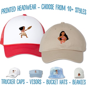 Moana Hat | Princess Moana Printed Hat | Moana Youth Kids Birthday Party Cap | Moana Bucket Hat | Disney Trip Sun Visor Beanie Trucker Cap